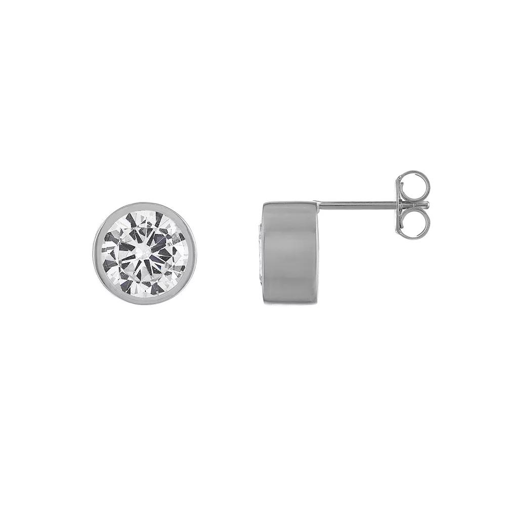 Designs by Gioelli Men's Cubic Zirconia Bezel Stud Earrings, White Product Image