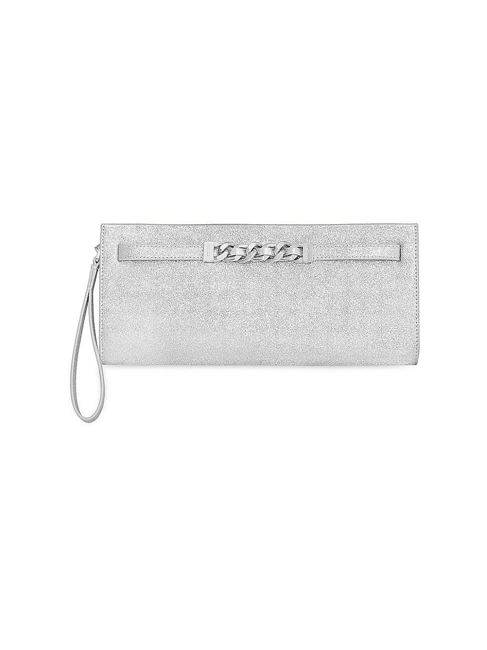 Womens Curb Link Faux-Leather Clutch Product Image
