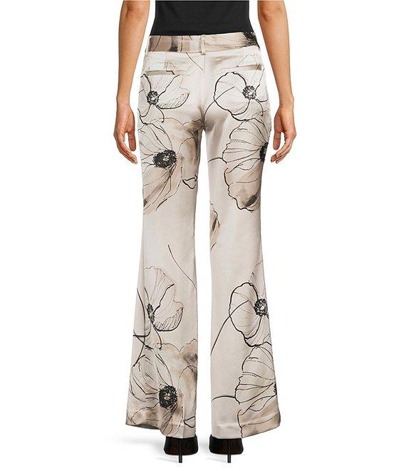 KARL LAGERFELD PARIS Satin Floral Print Wide-Leg Coordinating Pants Product Image