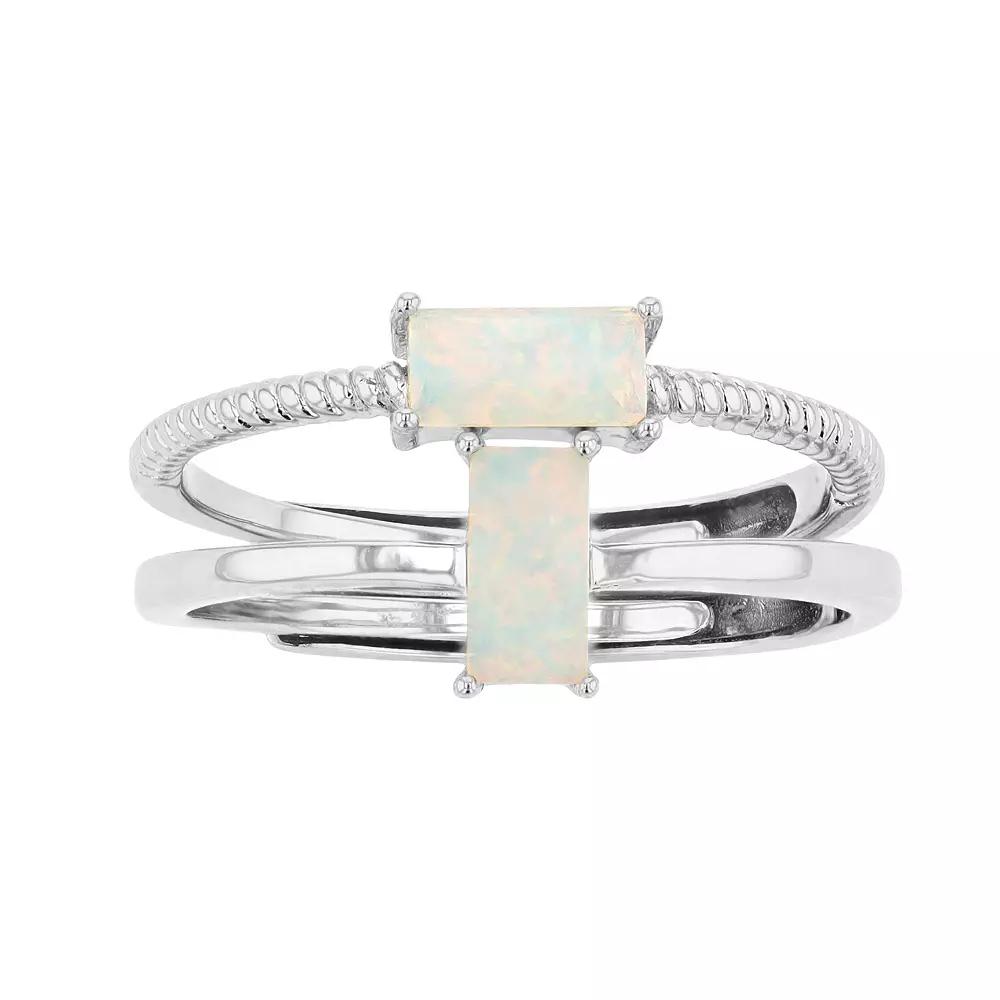City Luxe Birthstone Simulated Gemstone Duo Ring Set, Women's, Silver Tone October Product Image