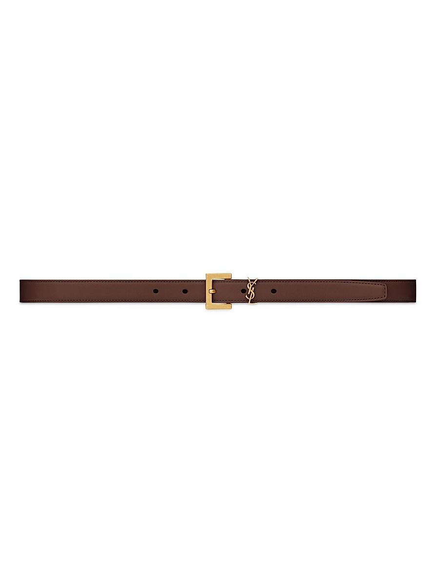 Womens Cassandre Thin Belt with Square Buckle in Smooth Leather Product Image