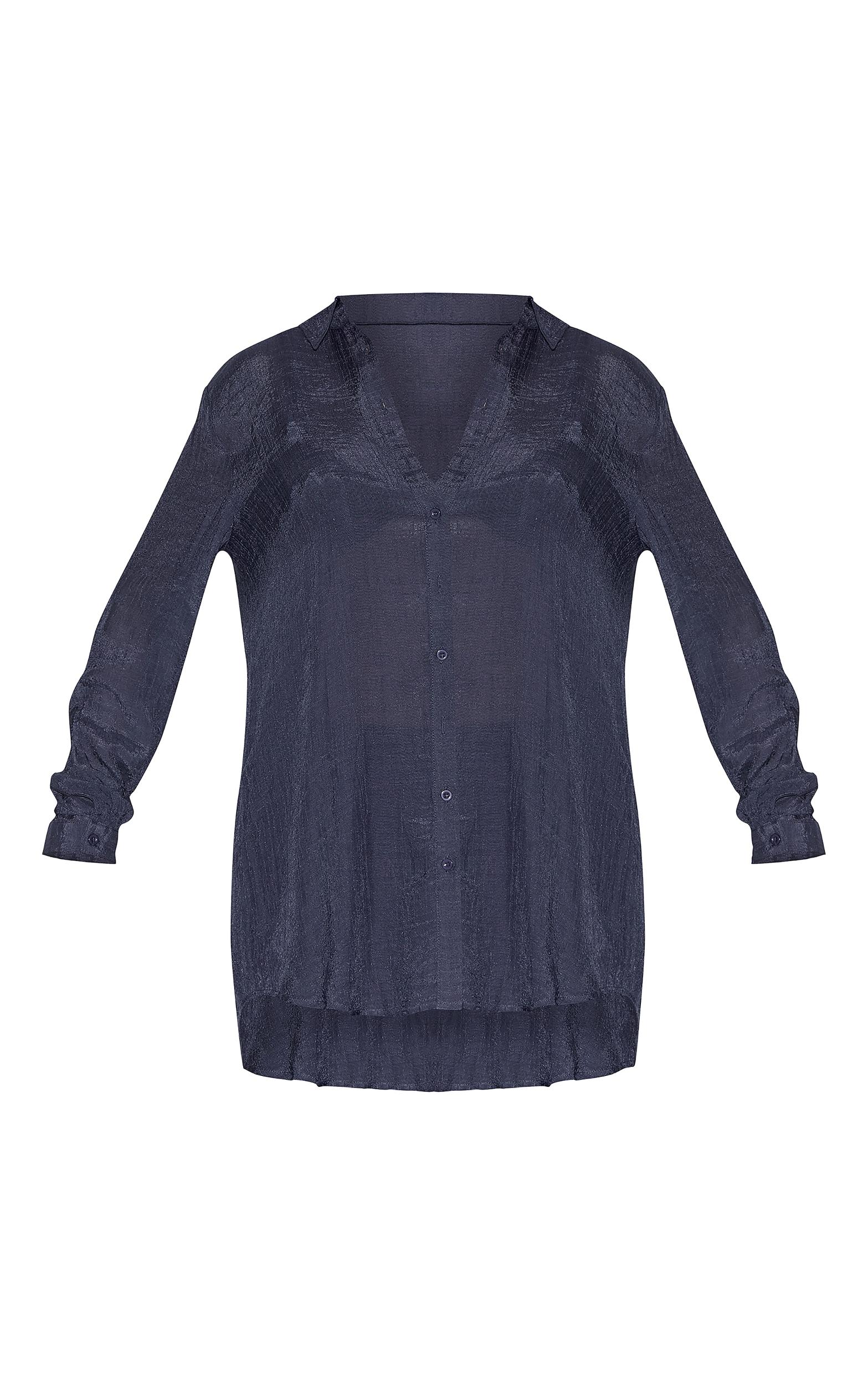 Navy Linen Look Oversized Beach Shirt Product Image
