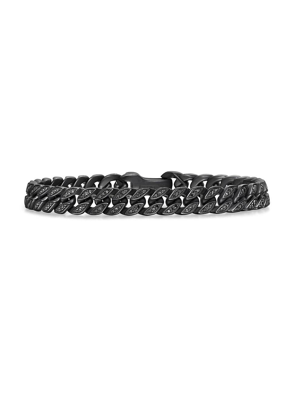 David Yurman Mens Curb Chain Bracelet Titanium with Black Diamonds, 8mm Product Image