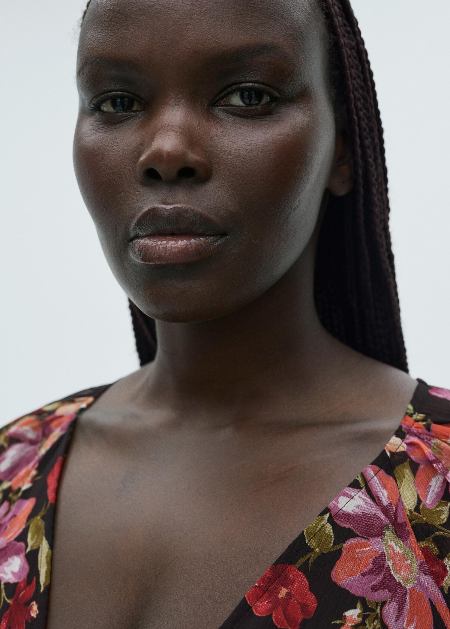 Floral puff-sleeve dress - Women | MANGO USA Product Image