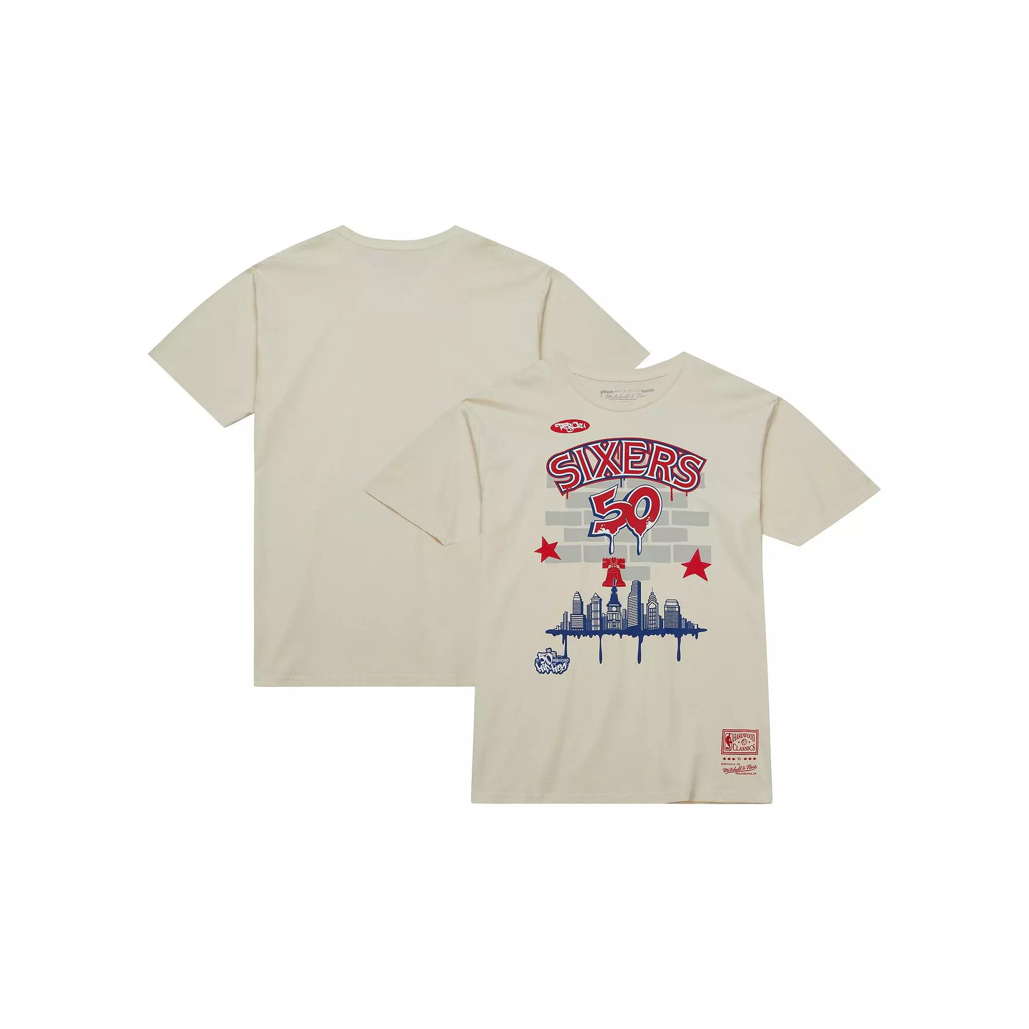 Men's Mitchell & Ness x Tats Cru Cream Philadelphia 76ers Hardwood Classics City T-Shirt, Size: 2XL, 76r Beige Product Image