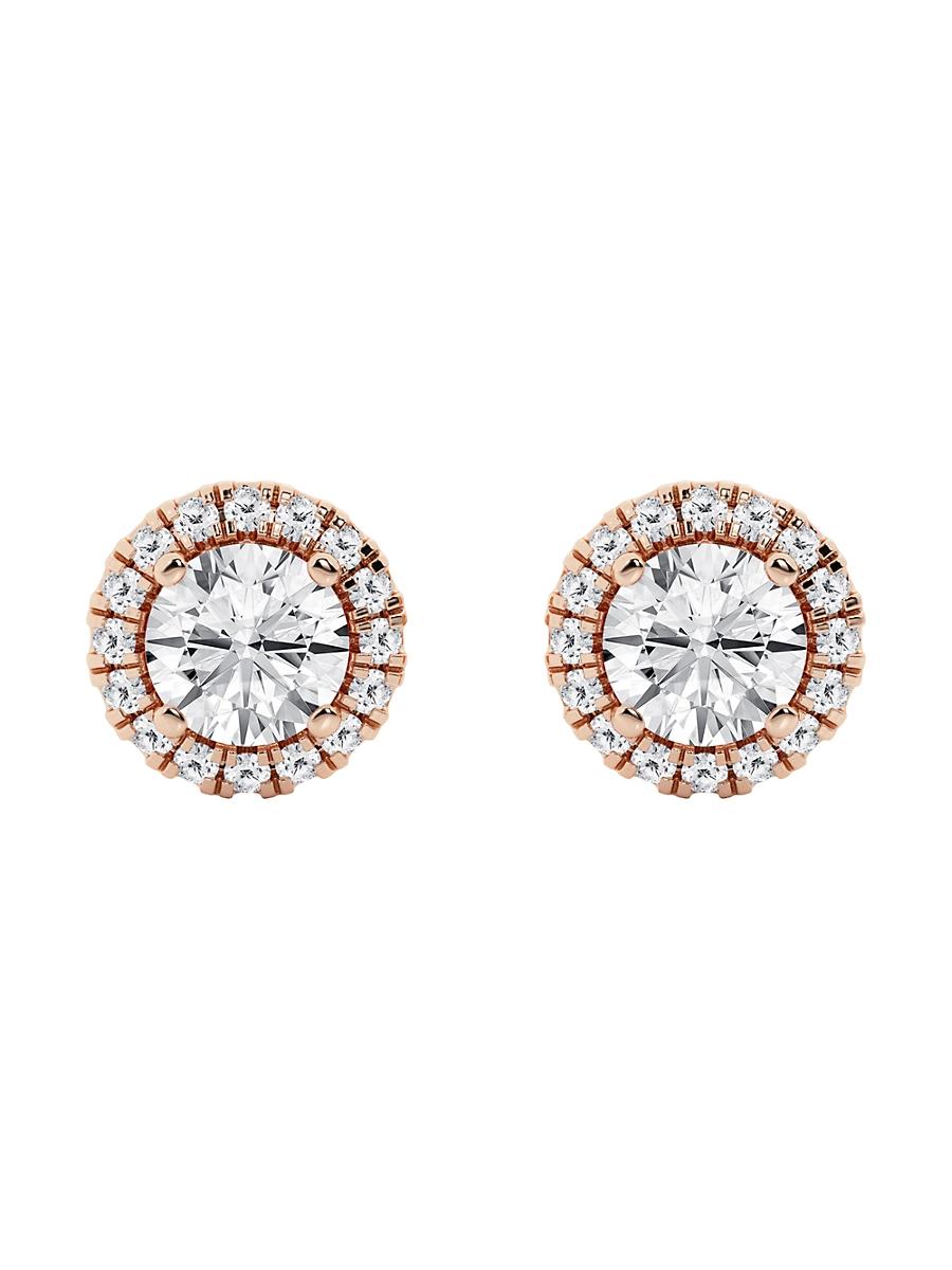 Womens 14K Gold & Diamond Round Halo Stud Earrings/0.64-2.41 TCW Product Image