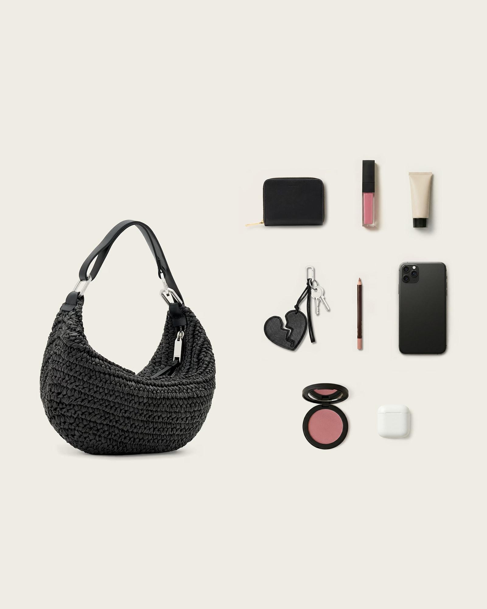 Luna Micro Woven Bag Black | ALLSAINTS US Product Image
