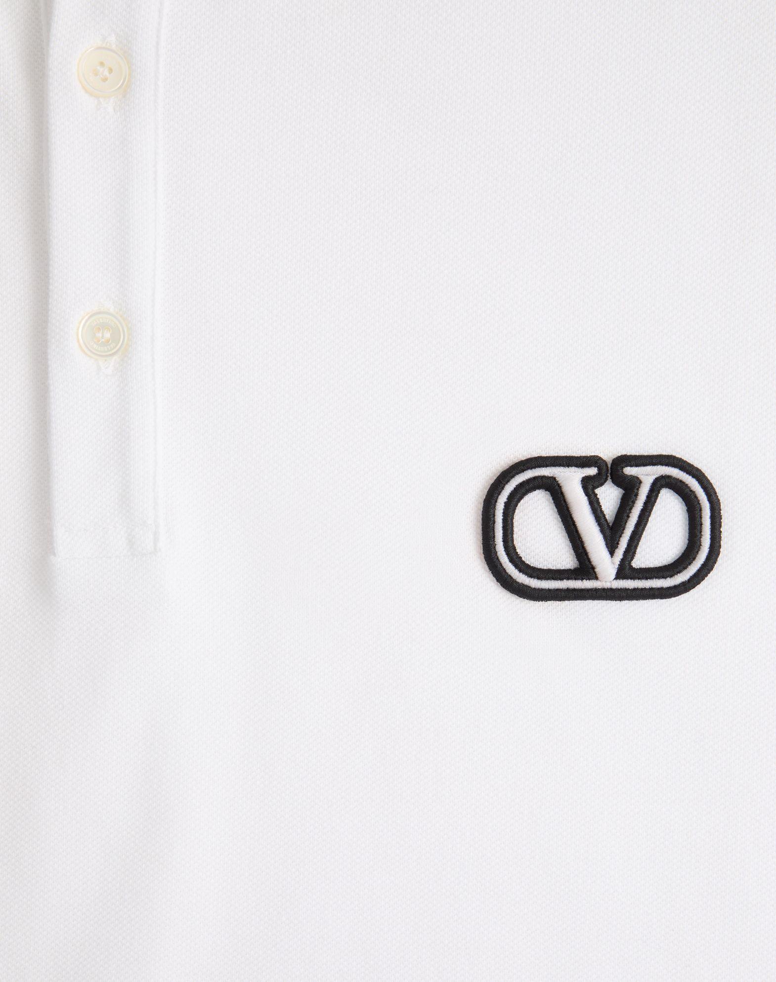 Cotton Piqué Polo Shirt With Vlogo Signature Patch Product Image
