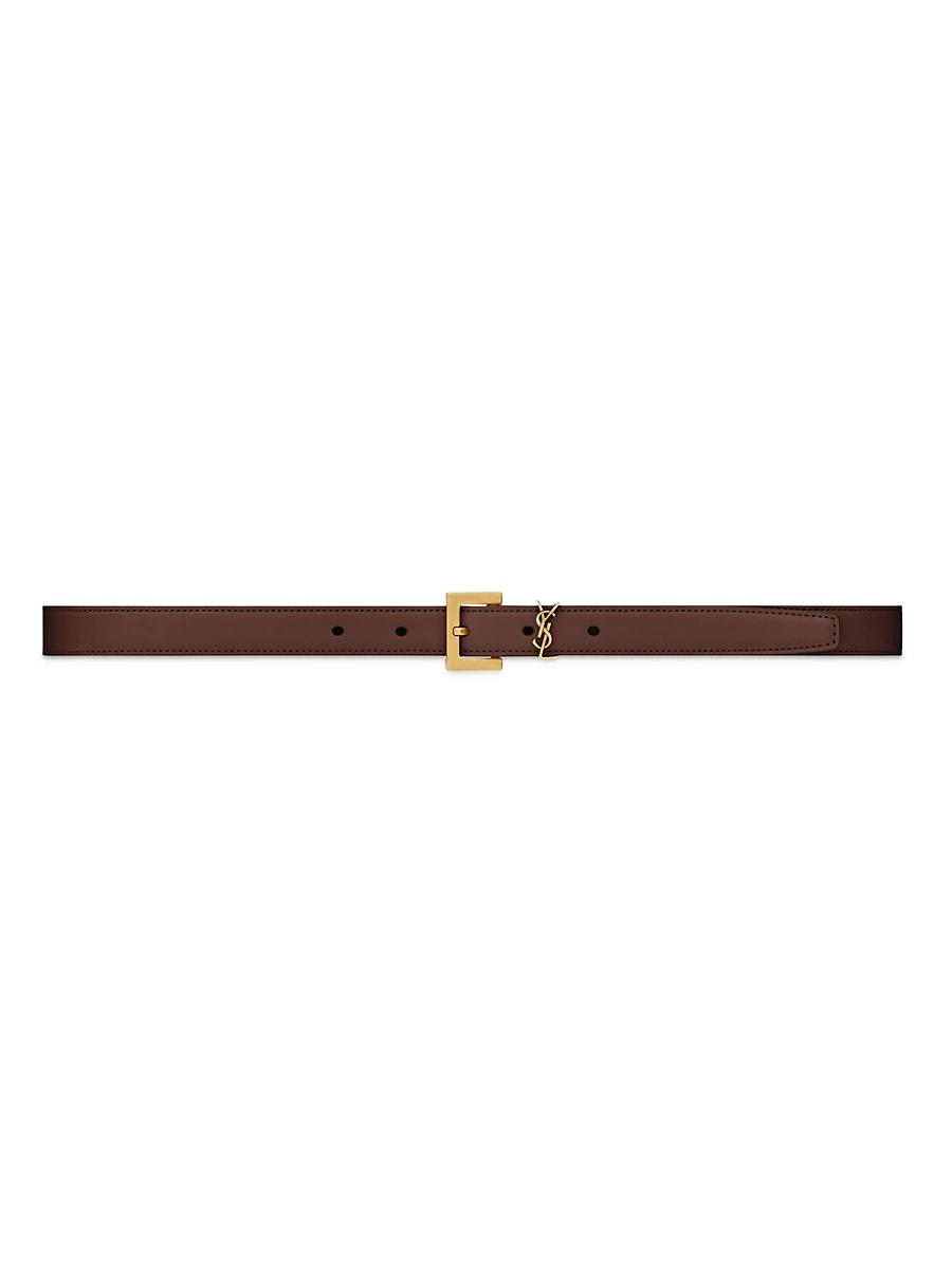 Womens Cassandre Thin Belt with Square Buckle in Smooth Leather Product Image