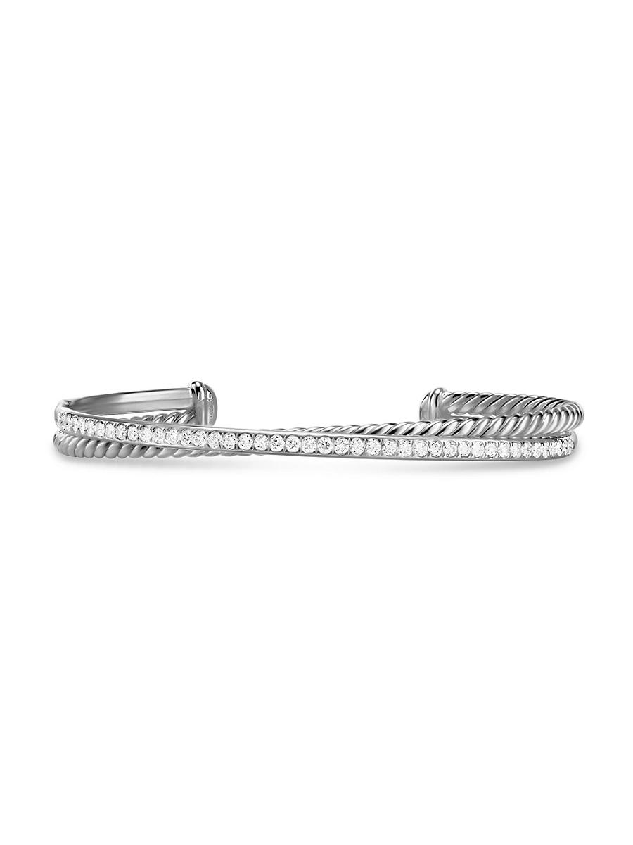 Womens Crossover Two Row Bracelet in Sterling Silver Product Image