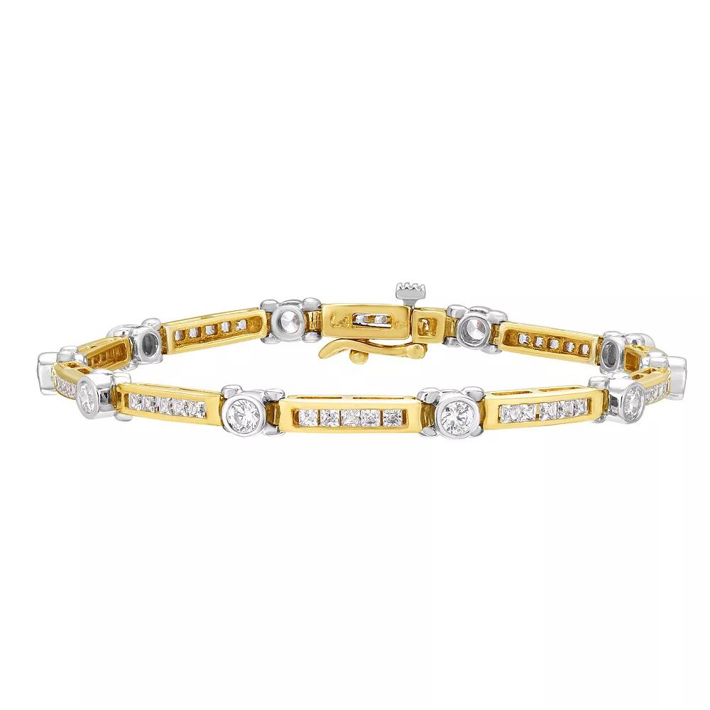 Two Tone 14k Gold 3 Carat T.W. Diamond Bracelet, Women's, Size: 7", 14k Two Tone Product Image