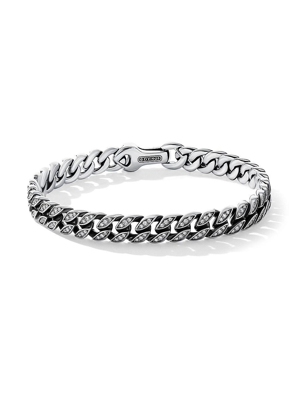 Mens Curb Chain Bracelet with Pave Diamonds Product Image