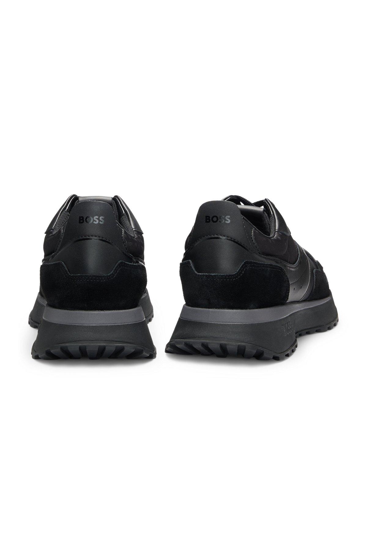 BOSS - Mixed-material trainers with mesh and leather - Black Product Image