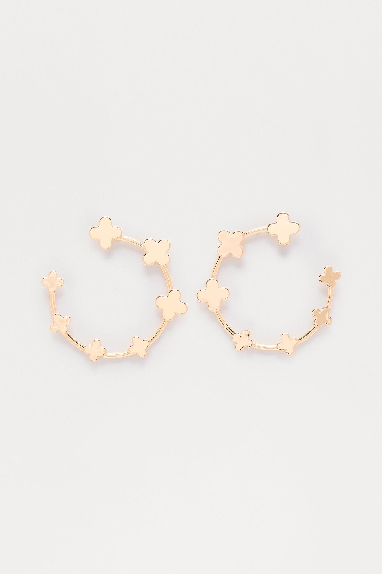 Lucky Lucy Clover Hoop Earrings - Gold Product Image