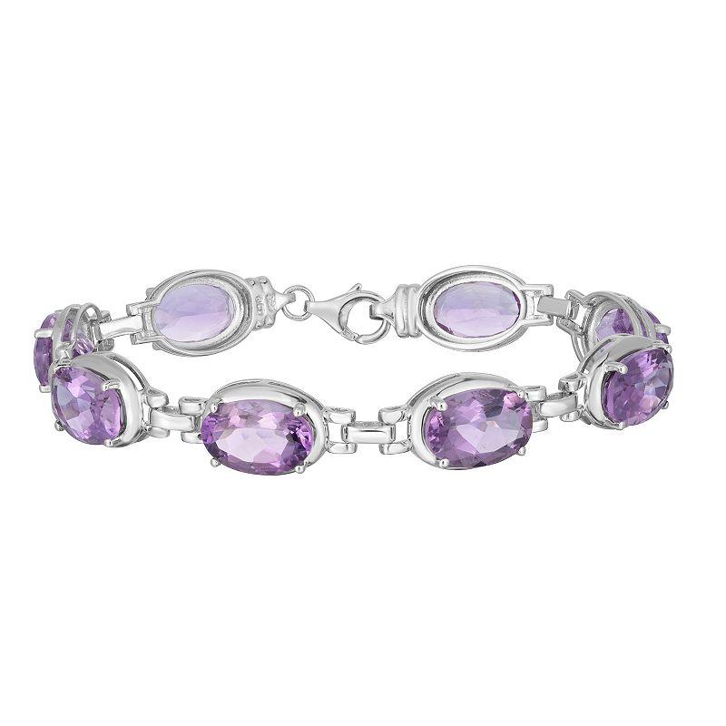 Sterling Silver Amethyst Bracelet, Women's, Size: 7 Product Image