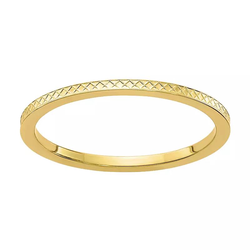 Stacks & Stones 10k Gold 1.2 mm Crisscross Pattern Stackable Band, Womens Product Image