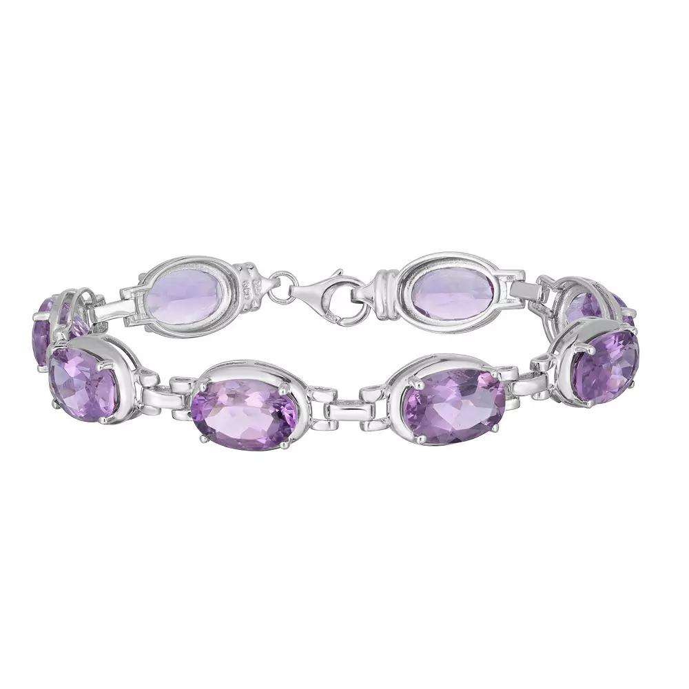 Sterling Silver Amethyst Bracelet, Women's, Size: 7 Product Image