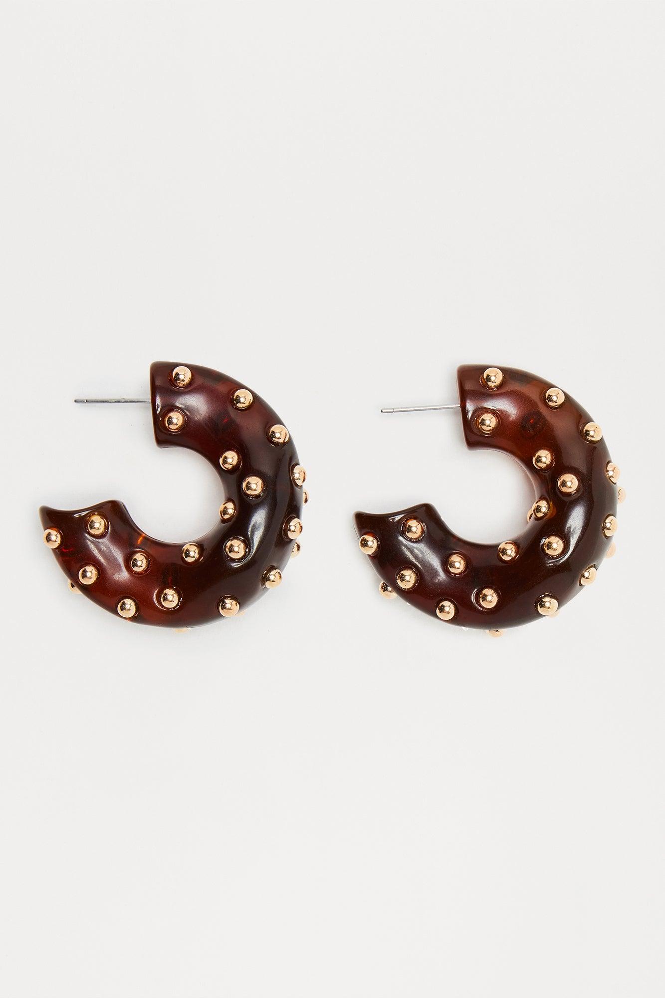 Brandy Hoop Earrings - Brown Product Image