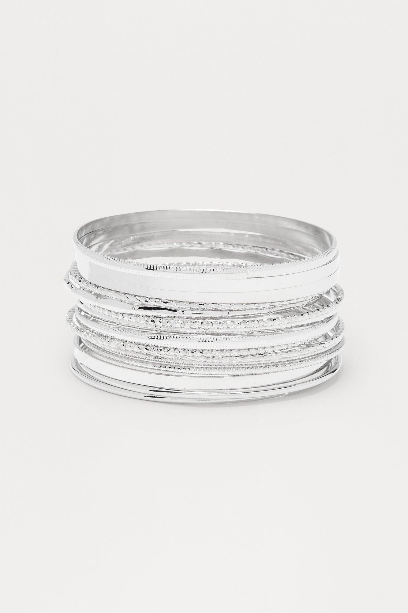 Christina 15 Piece Bangle Set - Silver Female Product Image