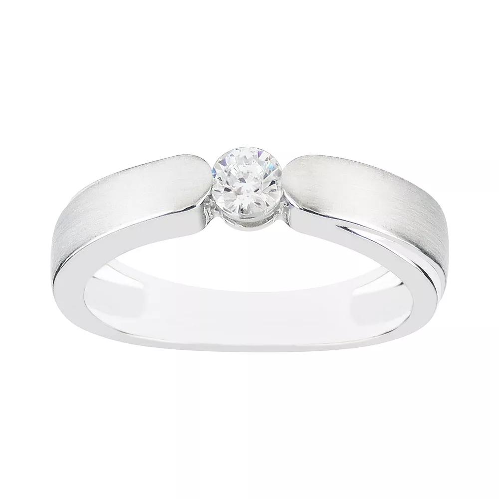 SIRI USA by TJM Sterling Silver Cubic Zirconia Round-Edge Statement Ring, Women's,  Product Image