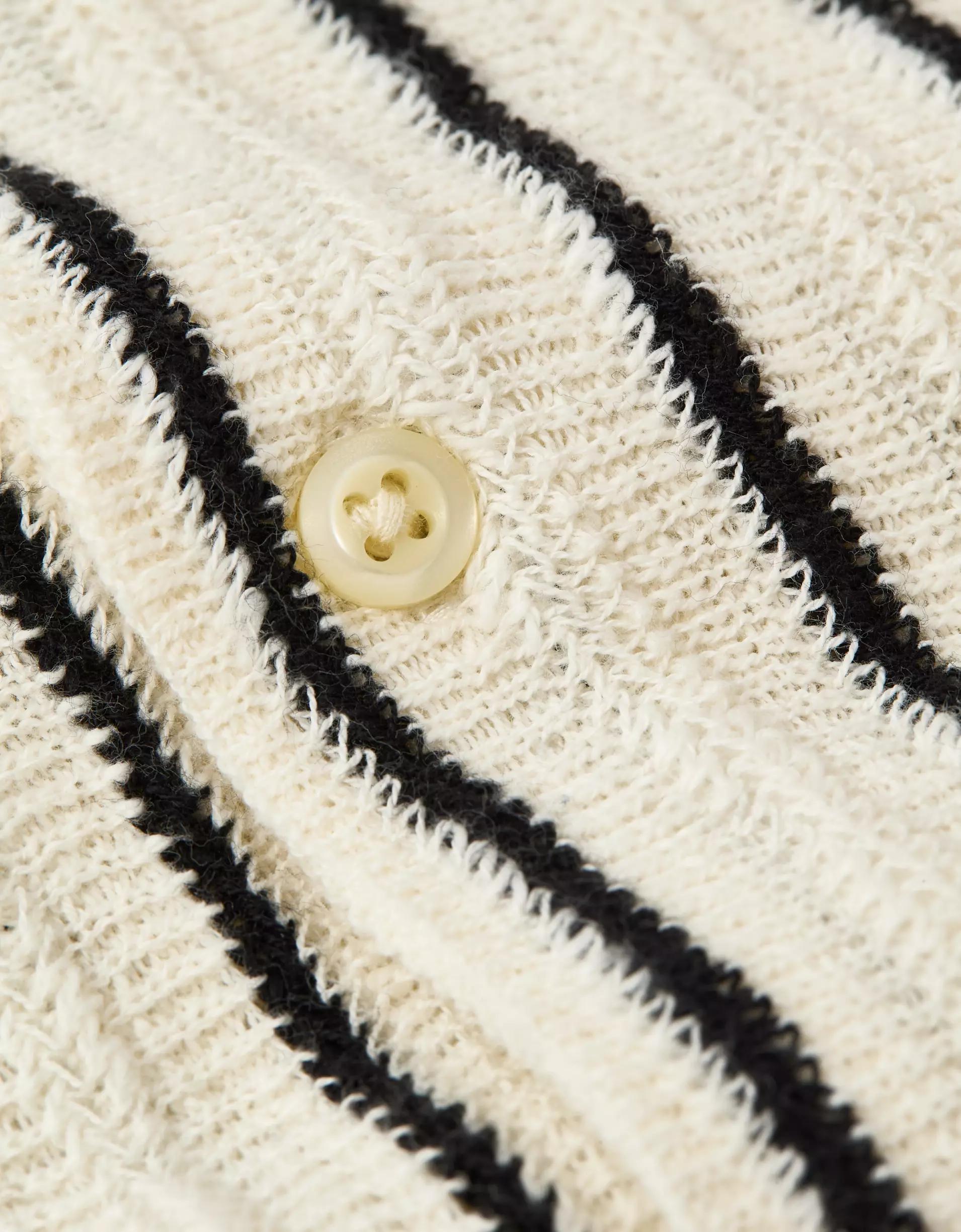 AE Weekend Pinstripe Button-Up Sweater Polo Shirt Product Image