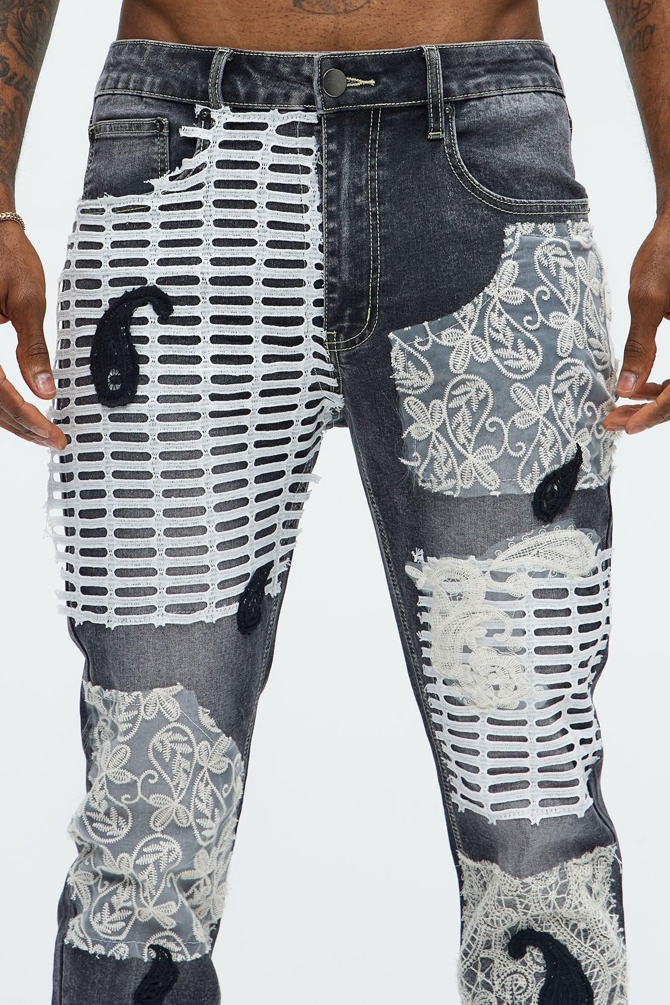 Miguel Patch Skinny Jeans - Grey Product Image