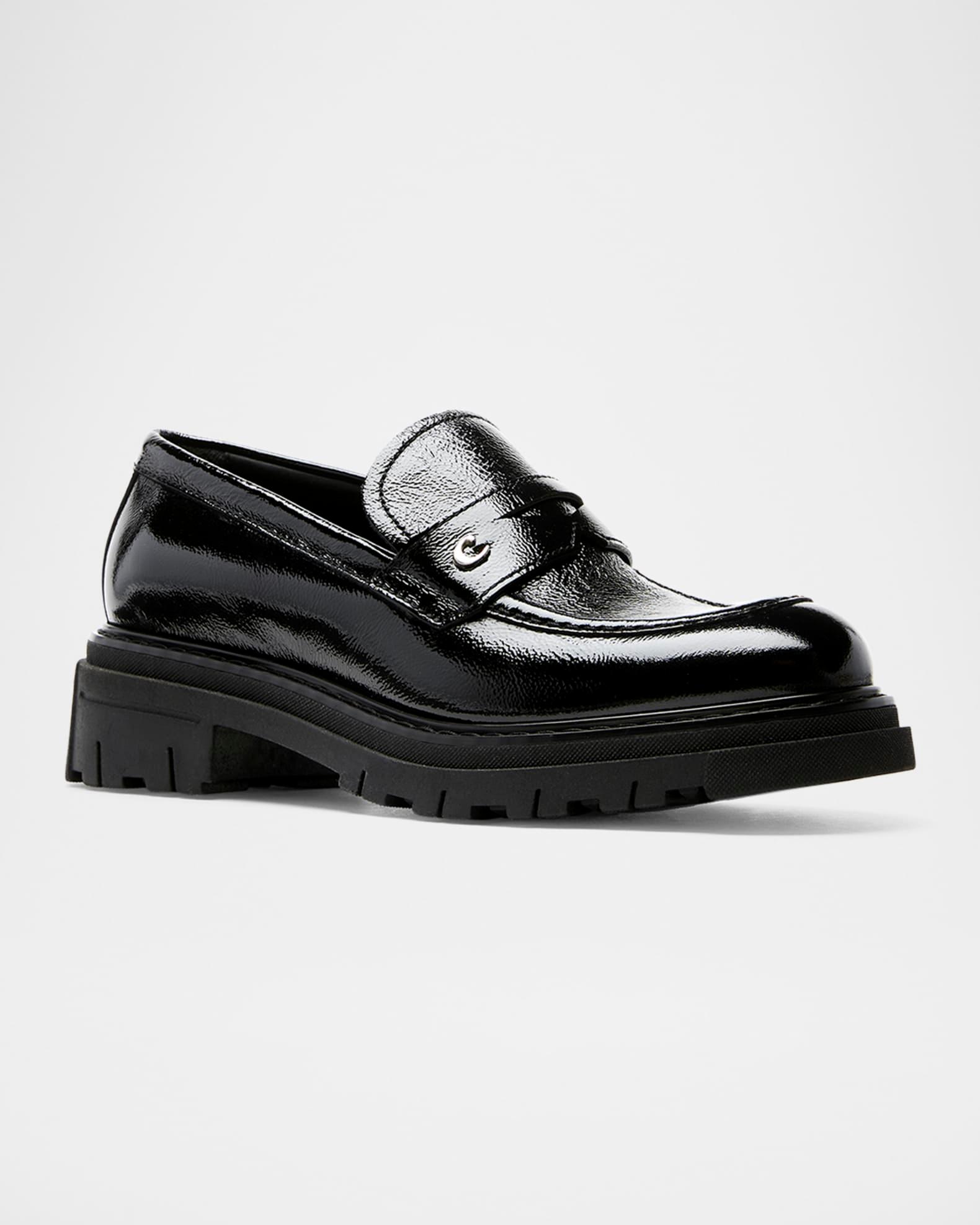 Doe Crinkle Leather Penny Loafers Product Image