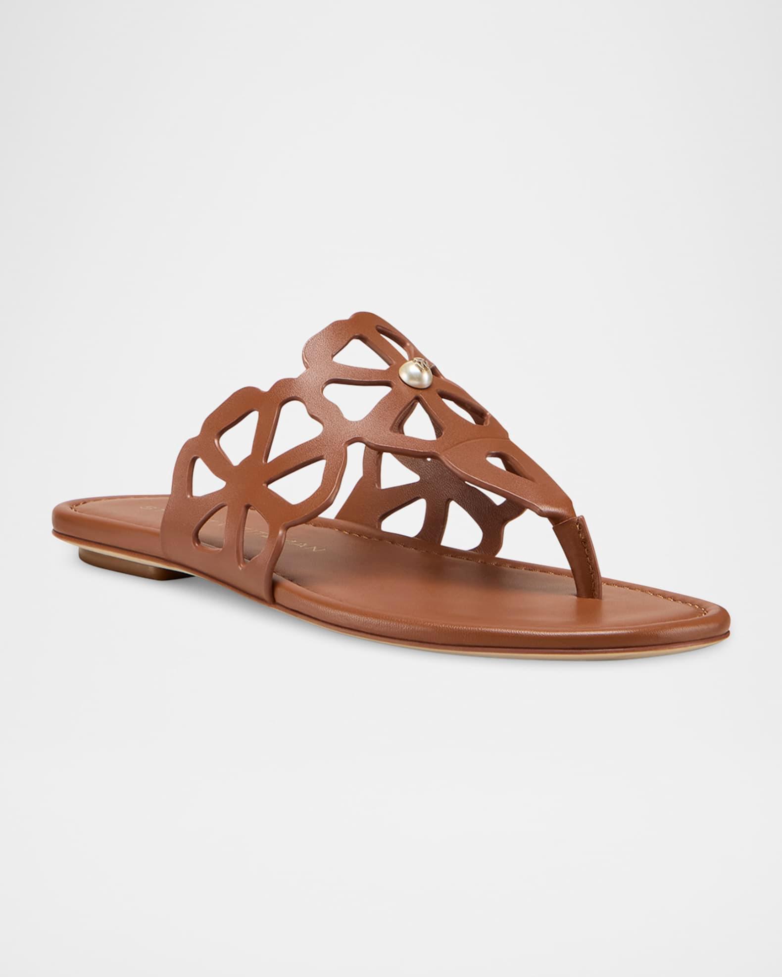 Jasmine Leather Cutout Thong Sandals Product Image