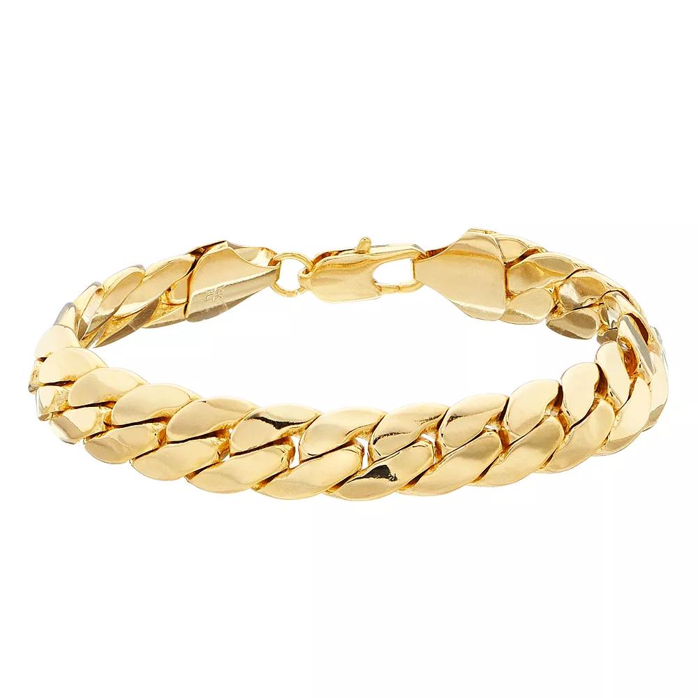 Men's 14k Gold Plated Cuban Chain Bracelet, Size: 8.5", Gold Tone Product Image