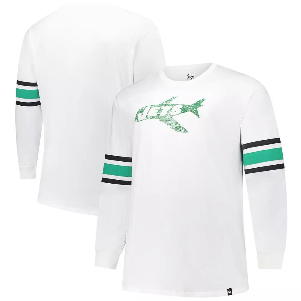Men's '47 White New York Jets Big & Tall Premier Brex Long Sleeve T-Shirt,  Product Image