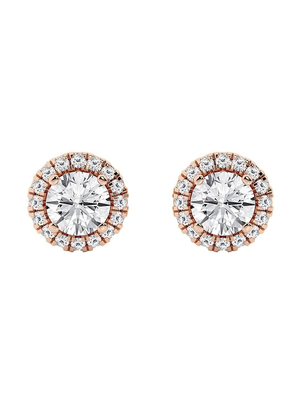Womens 14K Gold & Diamond Round Halo Stud Earrings/0.64-2.41 TCW Product Image