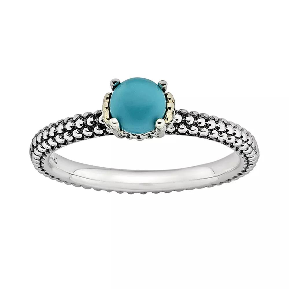 Stacks & Stones 14k Gold & Sterling Silver Simulated Turquoise Stack Ring, Women's,  Product Image
