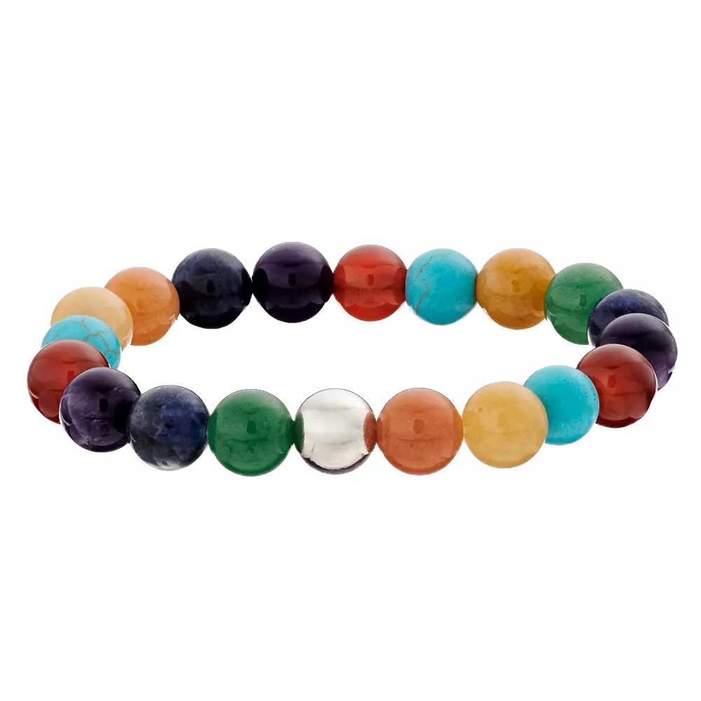 Aleure Precioso Sterling Silver 10 mm Bead Station Stretch Bracelet, Women's,  Product Image