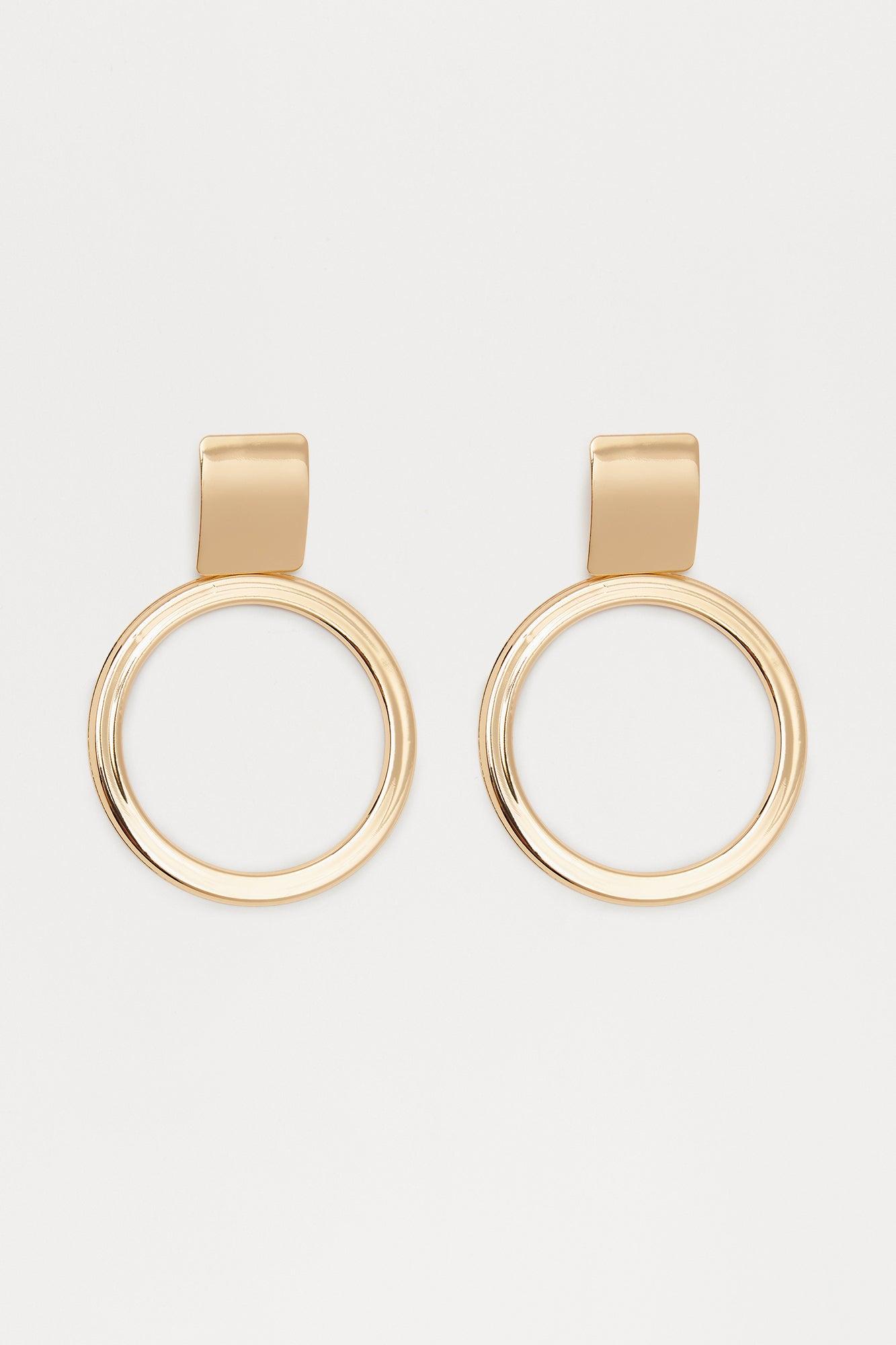 Gilded Essence Statement Drop Earrings - Gold Product Image