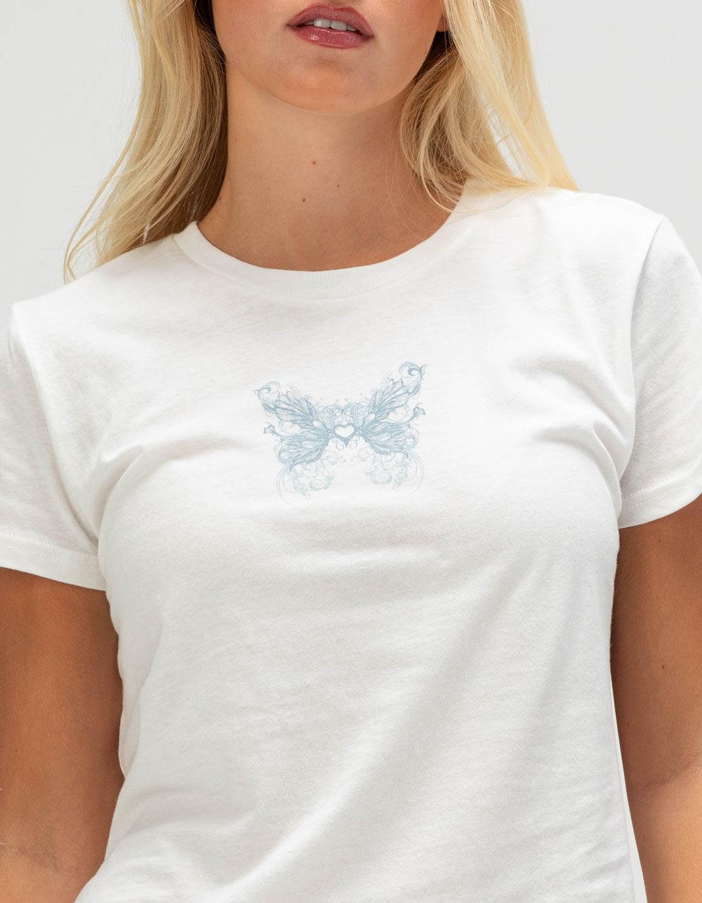 FULL TILT Butterfly Baby Womens Tee - WHITE Product Image
