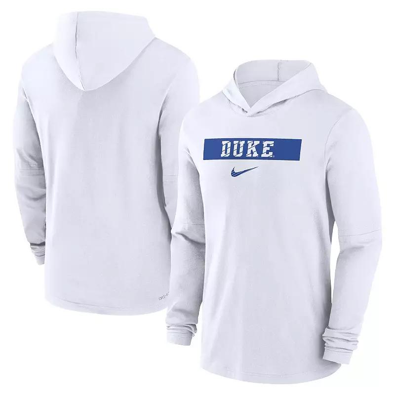 Men's Nike White Duke Blue Devils 2024 Sideline Hoodie Performance Long Sleeve T-Shirt,  Product Image