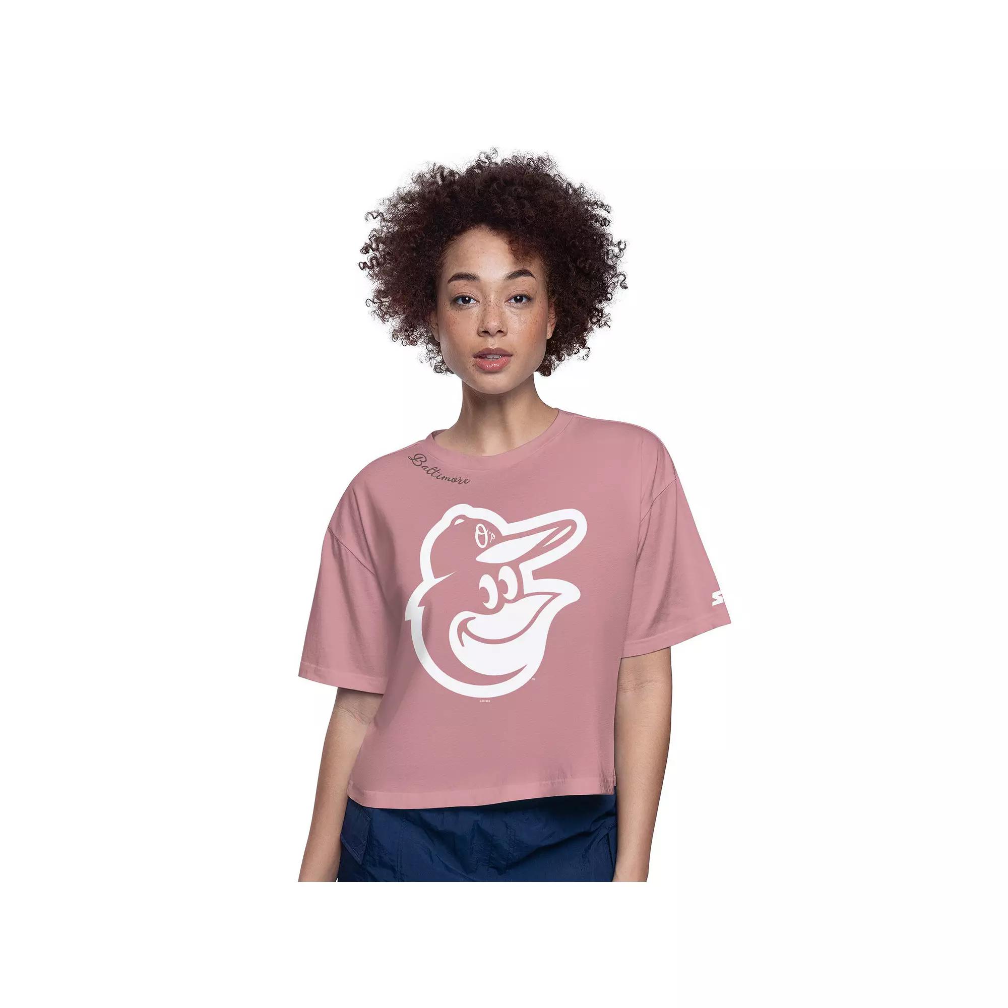 Women's Starter Pink San Francisco Giants Play the Ball Boxy Cropped T-Shirt,  Product Image
