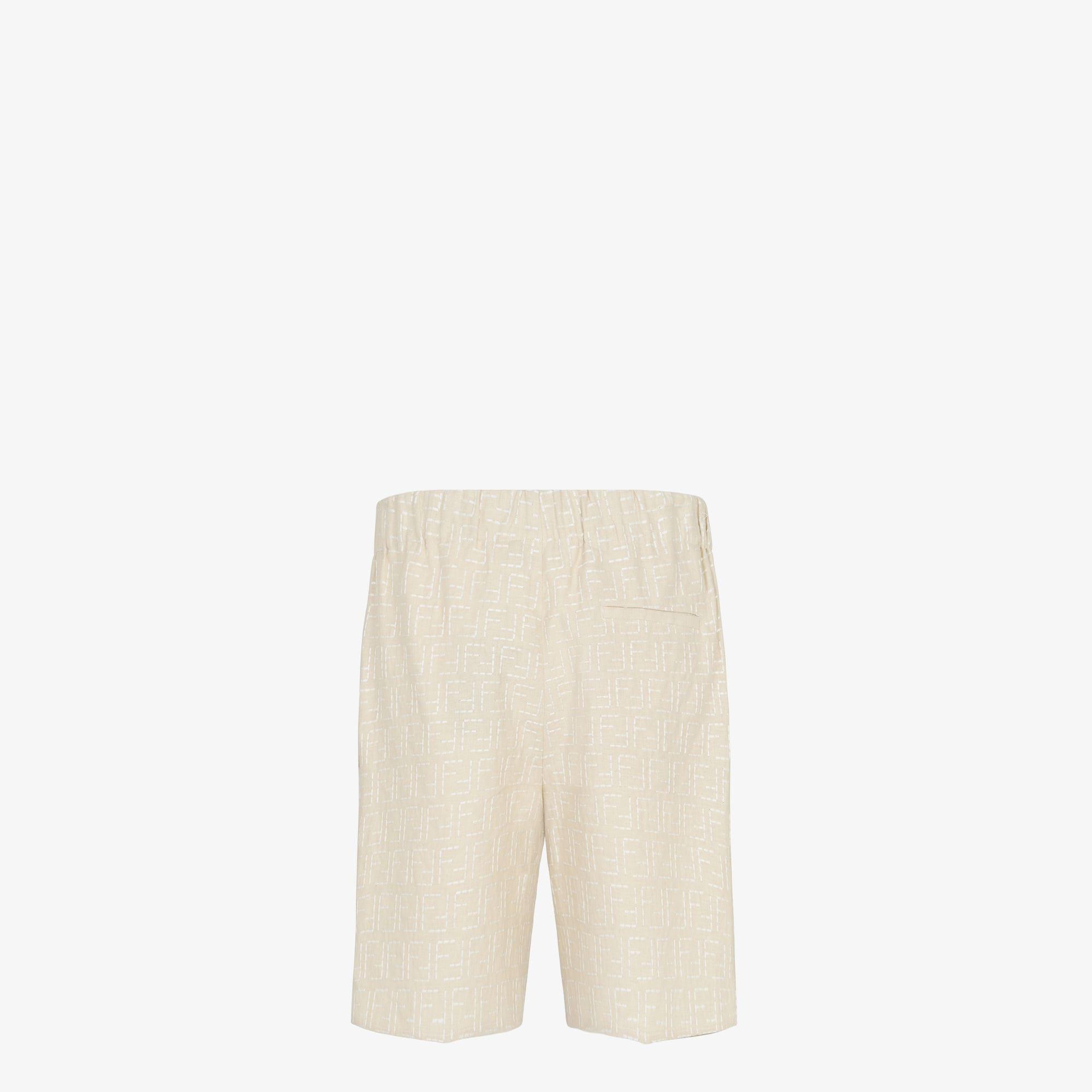 BermudasBeige linen FF jacquard shorts Product Image