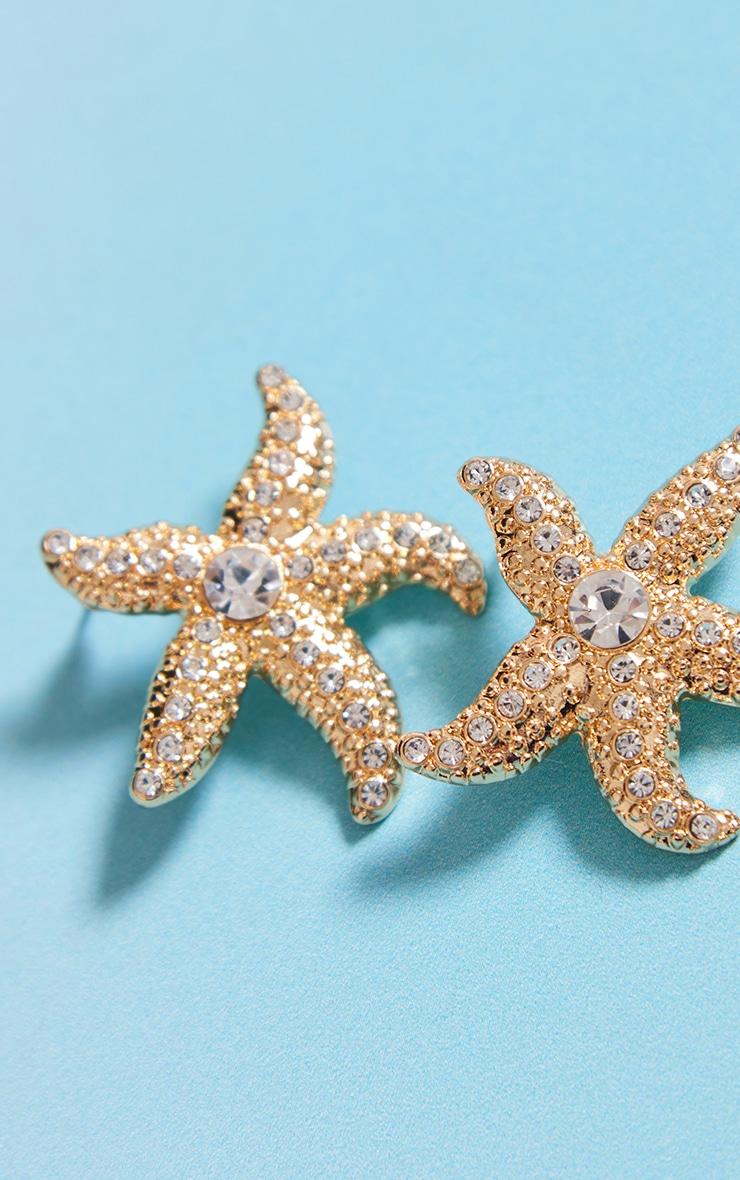 Gold Starfish Statement Stud Earrings Product Image