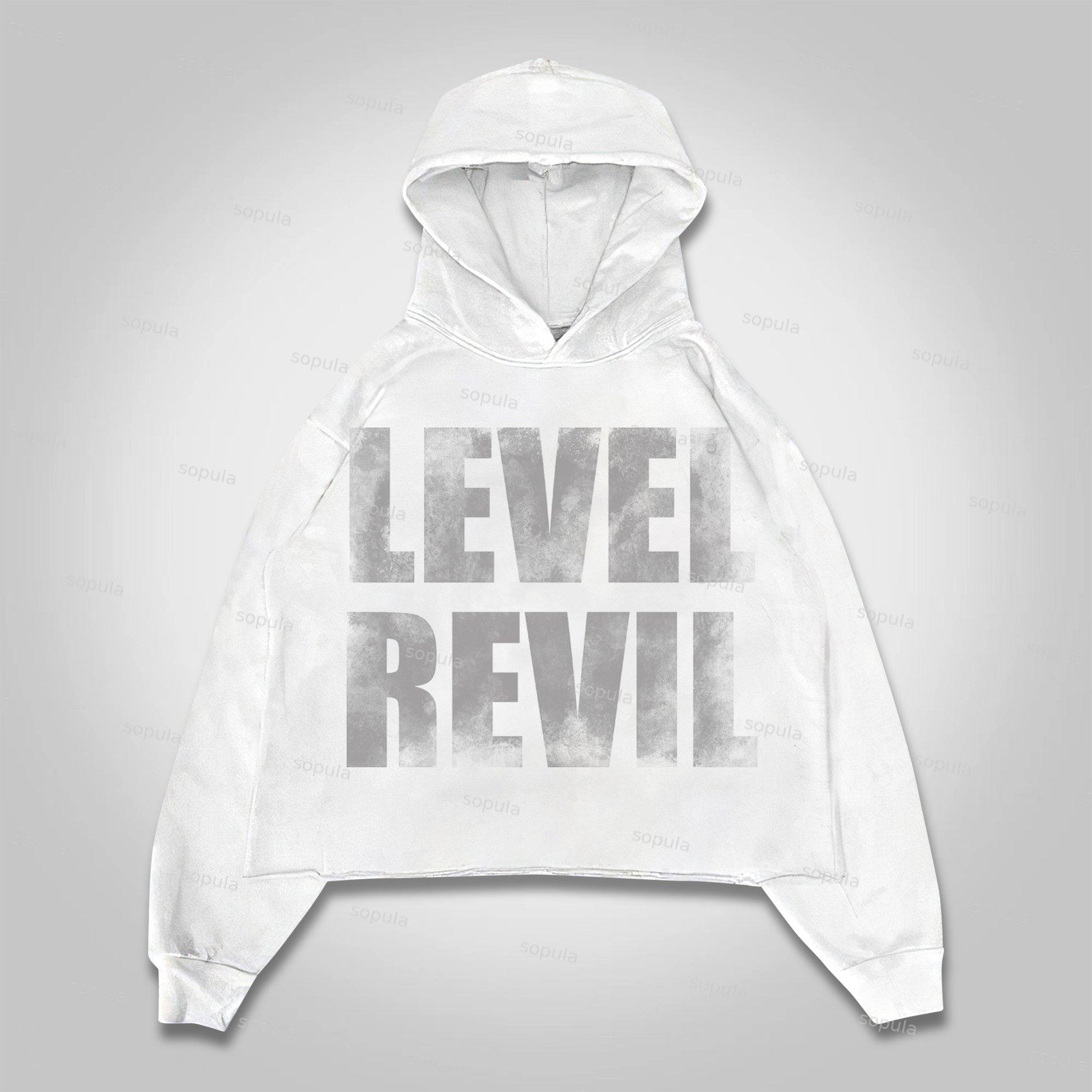 Sopula Level Revil Vintage Slogan Graphics Crop Hoodie Product Image