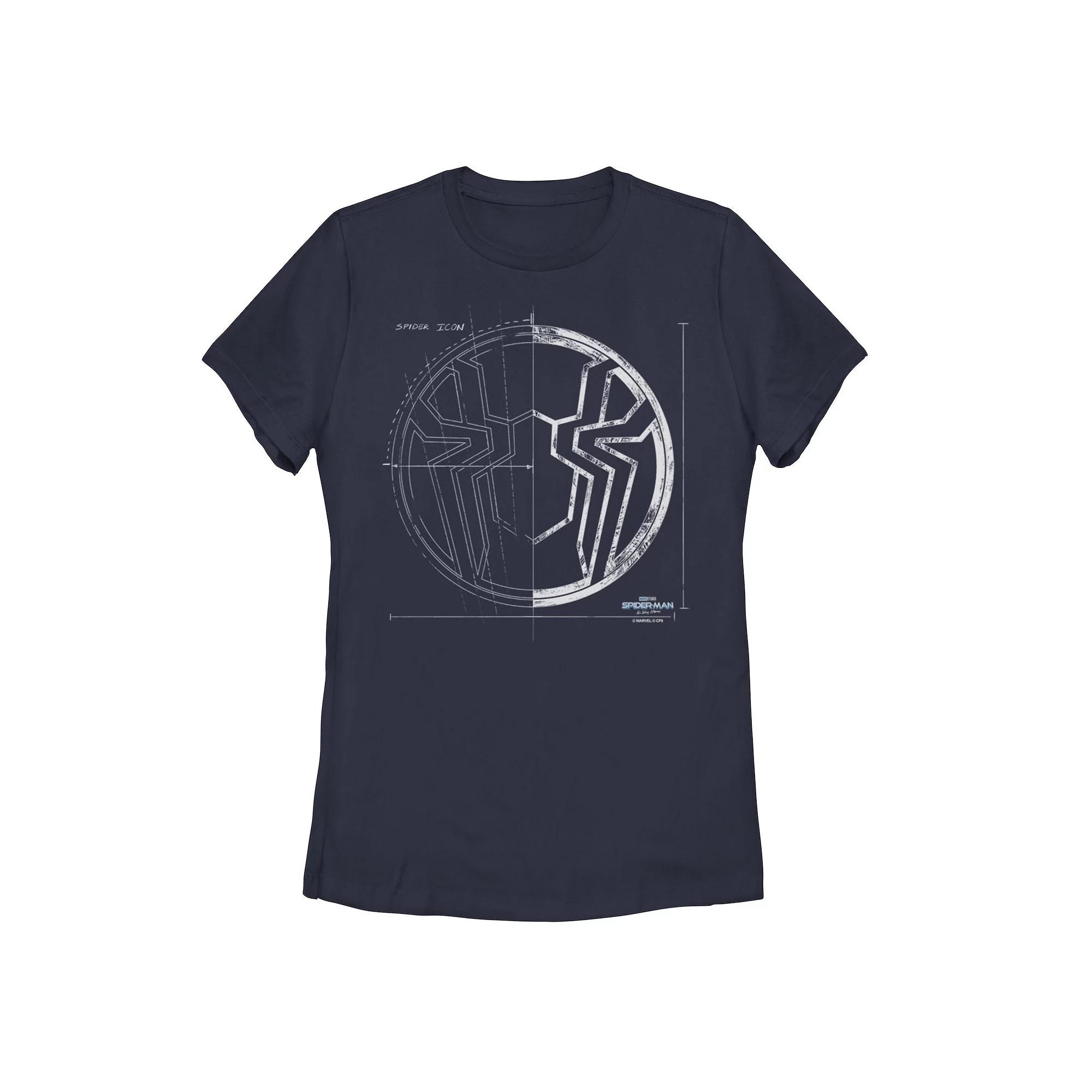 Juniors' Marvel Spider-Man No Way Home Spider Grid Logo Tee, Girl's, Size: XL, Blue Product Image