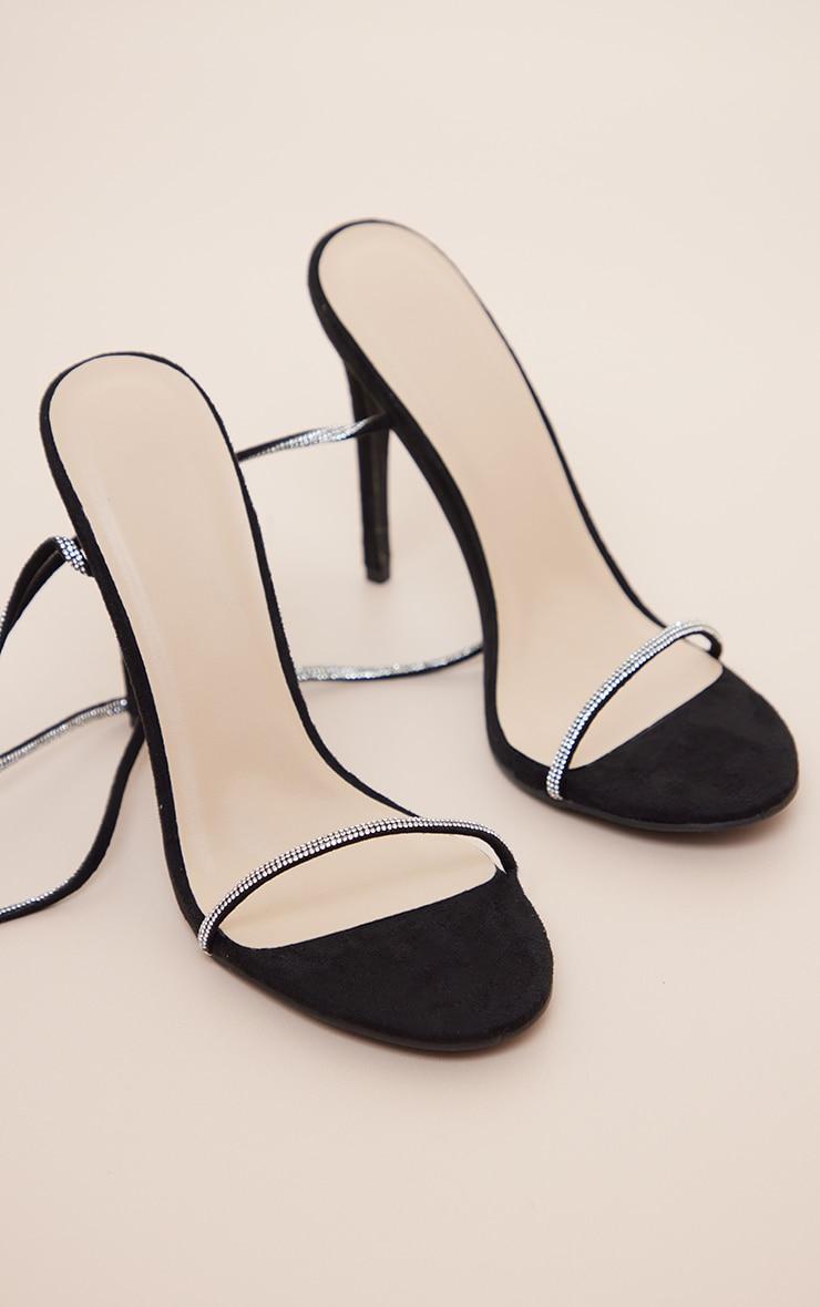 Black Glitter Lace Up Heels Product Image