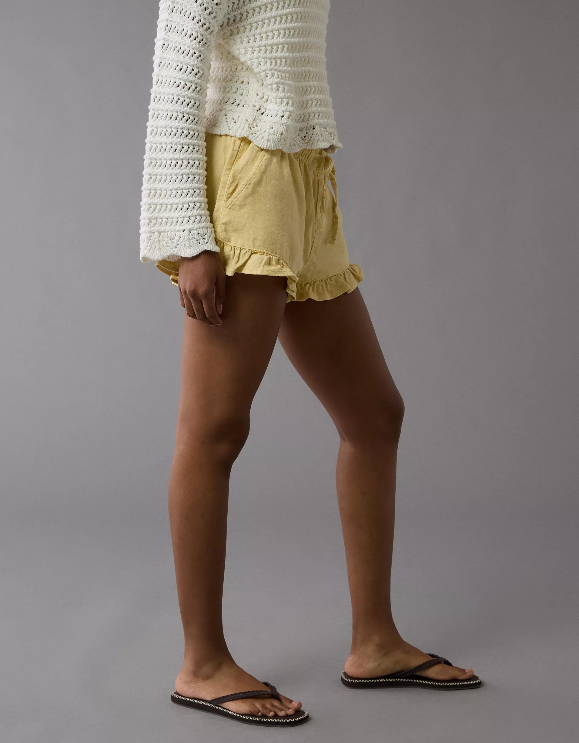 AE Stretch Linen-Blend Ruffle Short Product Image