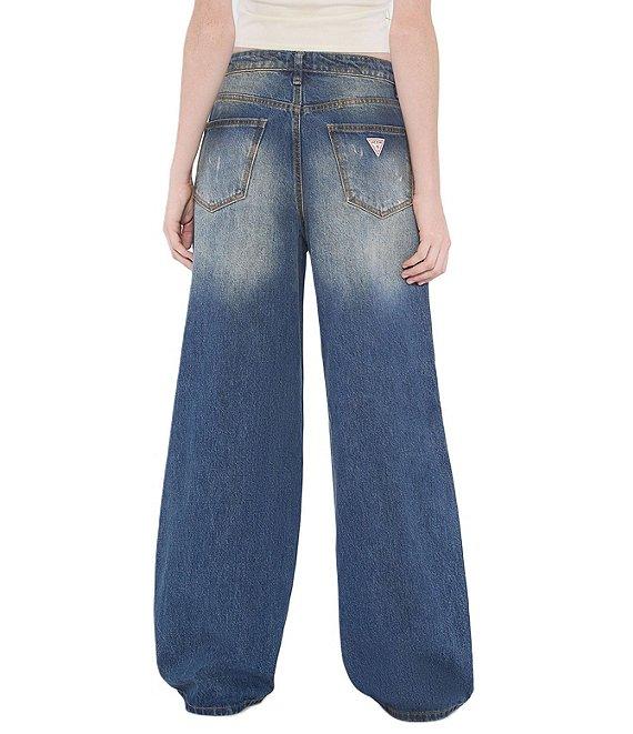 Guess Mid Rise Double Pocket Wide Leg Jeans Product Image