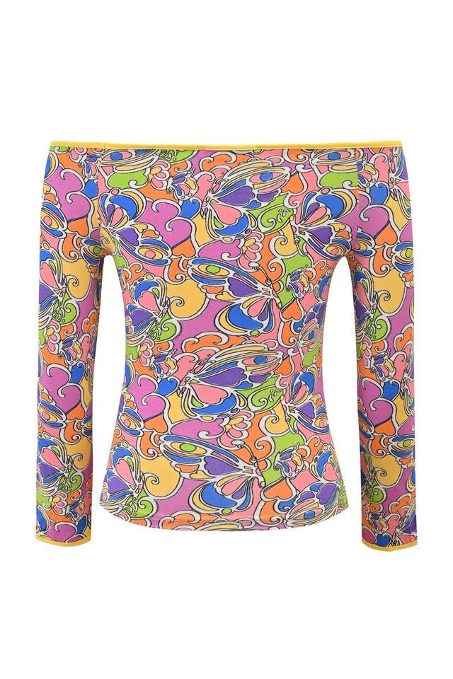 GINNY TOP - TROPICAL BUTTERFLY BLOOM Product Image