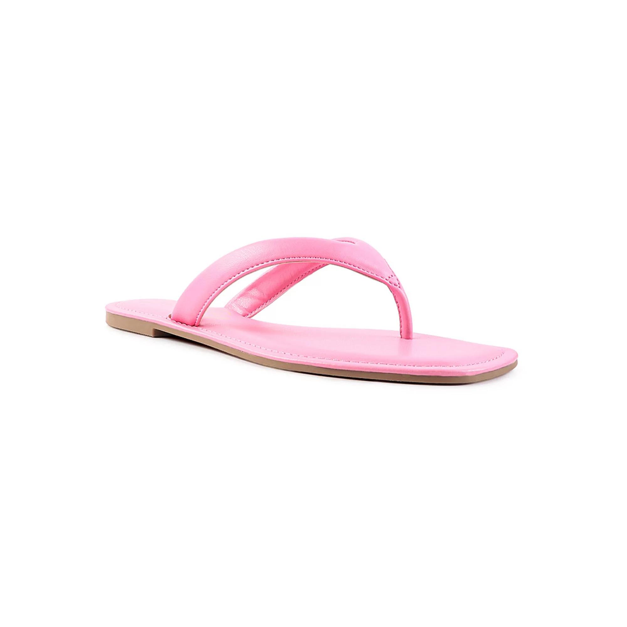 London Rag Women's Rera Square-Toe Thong Slide Sandals,  Product Image