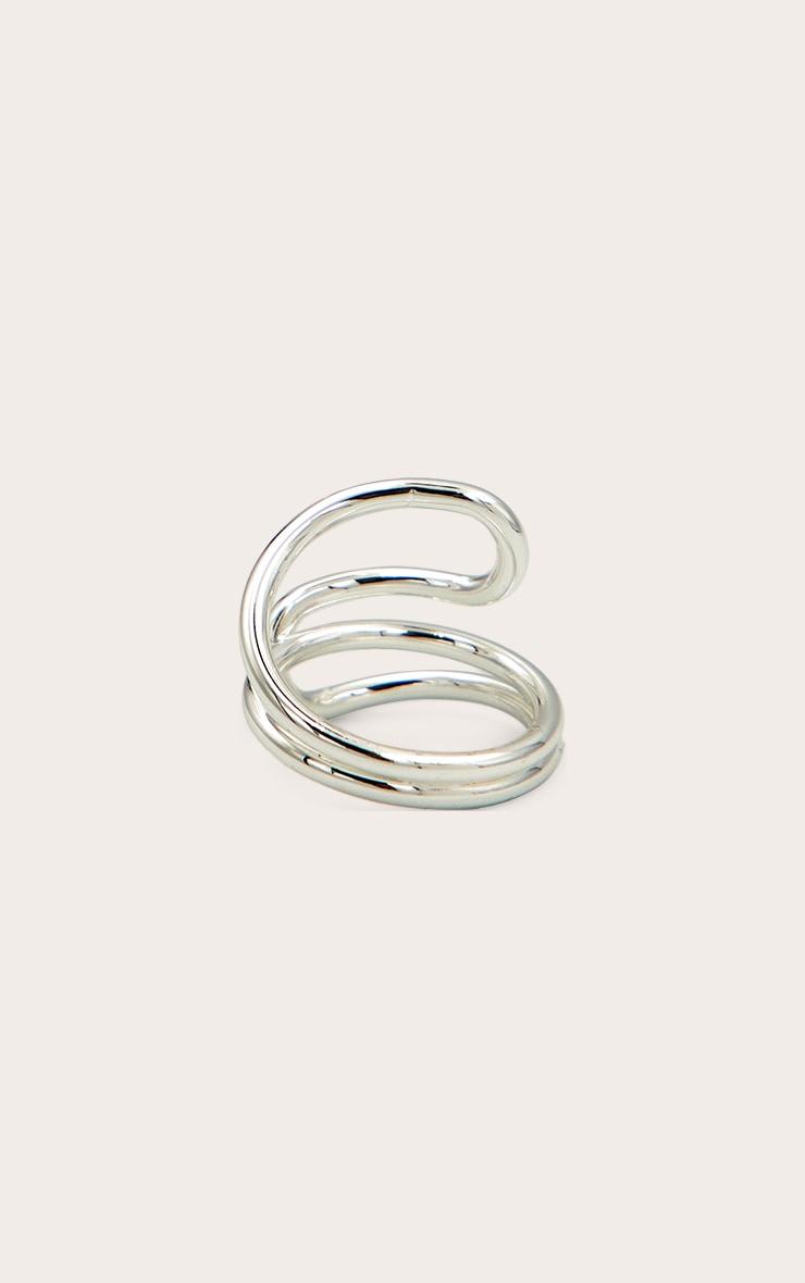Silver Smooth Abstract Layered Swirl Ring Product Image