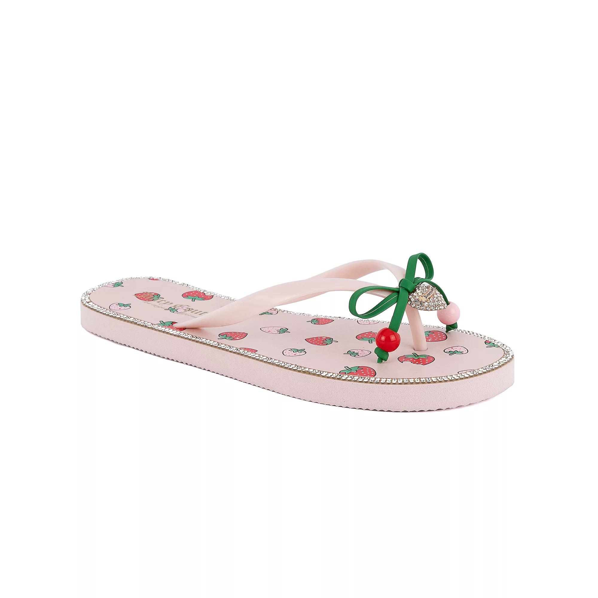 Juicy Couture Slurpy Women's Flip Flops, Size: 11, Pink Strawberries Product Image