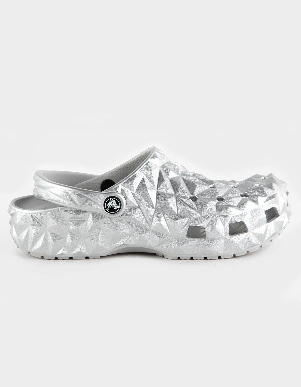 CROCS Geometric Metallic Womens Clogs - SILVER Product Image