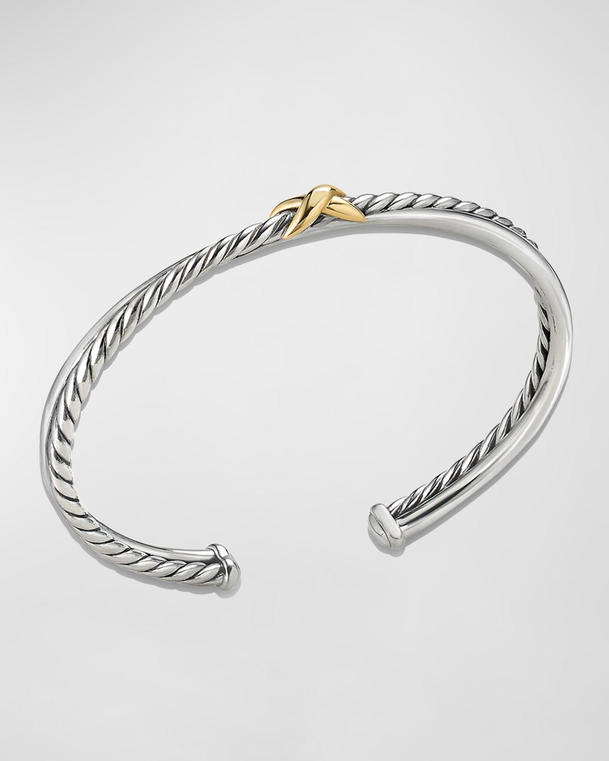 David Yurman Sterling & 18K Yellow Gold Petite X Cuff Bracelet Product Image